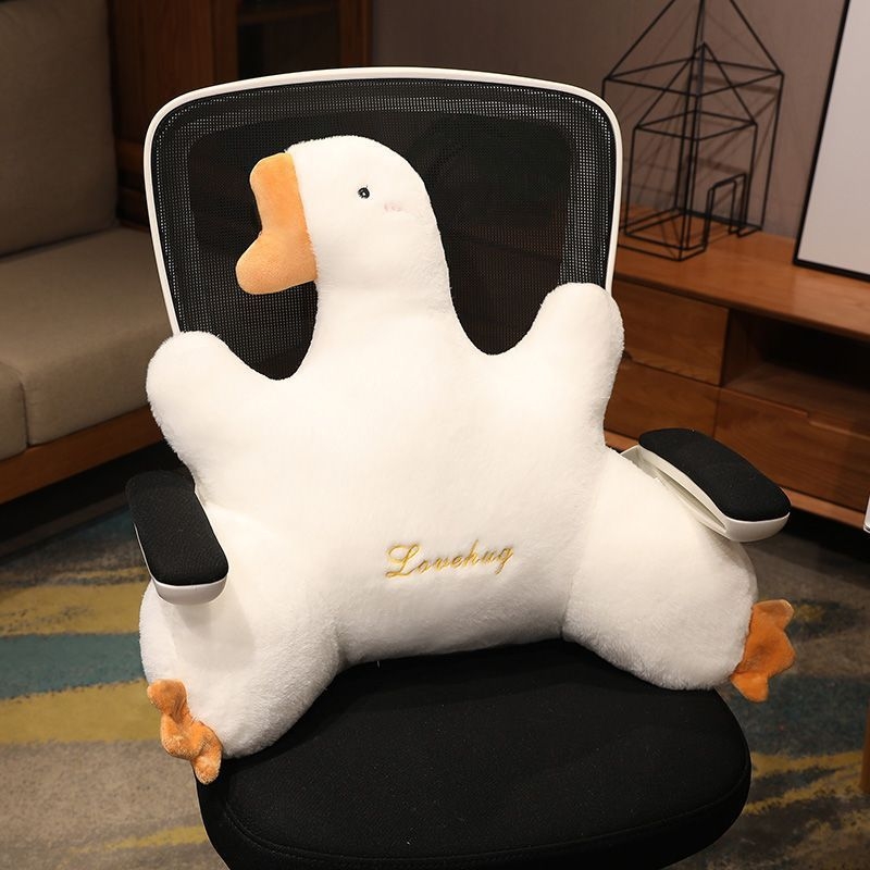 Perna lombară cu design de gâscă desen animat, pentru ședere îndelungată, țesătură pluș, umplutură PP bumbac, broderie, potrivită pentru femeile însărcinate.