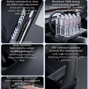 Πολυλειτουργική αυτοκινητική τραπεζοθήκη για φαγητό με ενσωματωμένη εγκατάσταση, καθολική συμβατότητα