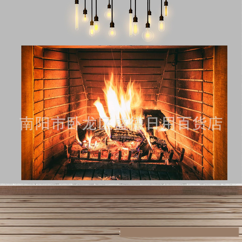 Ziemassvētku kamīna un Ziemassvētku eglītes foto fons, Ziemassvētku rotājumi un aksesuāri ģimenes ballītei, foto fona audums