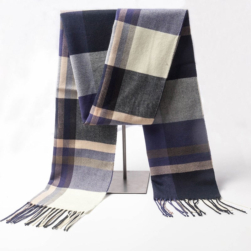 Több színben kapható, őszi-téli férfi sál műkasmírból, vastag, brit kockás, sál pároknak, ajándék