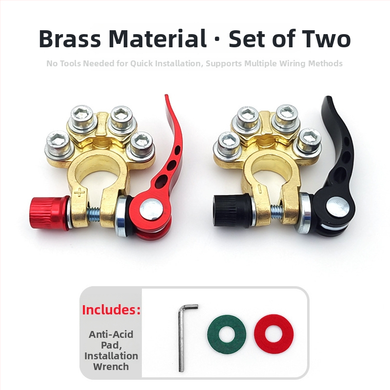 Žalvarinis akumuliatoriaus terminalo spaustukas, 1 pora, laidų jungimui, taikymo diapazonas 45-200