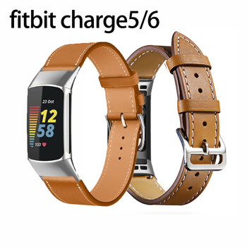 Каишка от естествена кожа за Fitbit Charge 6 и Charge 5 Classic, закопчаване с щифт, тегло 25 g