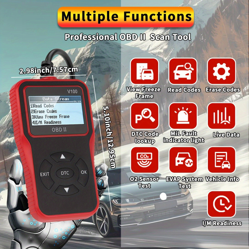 Ručni OBD dijagnostički instrument za automobil, Plug-and-Play, ABS, porijeklo Shenzhen, prilagodba dostupna
