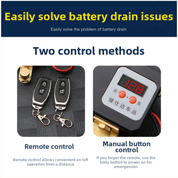 Automobilio akumuliatoriaus išjungiklis su belaidžiu nuotolinio valdymo pulteliu, 12V varikliui, mechaninio dizaino stilius, nuotolis apie 30 m