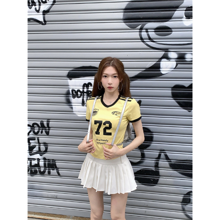 Tricou sport Jersey din chenille cu Spandex, conținut material sub 30%, vară 2024, cod 3432