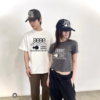 Unisex majica od pamuka s otiskom slova i točkica, okrugli izrez, ležeran kroj, kratki rukavi, u korejskom stilu, za parove