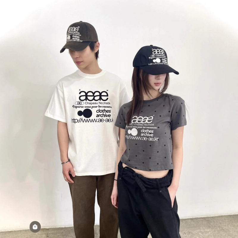 Unisex majica od pamuka s otiskom slova i točkica, okrugli izrez, ležeran kroj, kratki rukavi, u korejskom stilu, za parove
