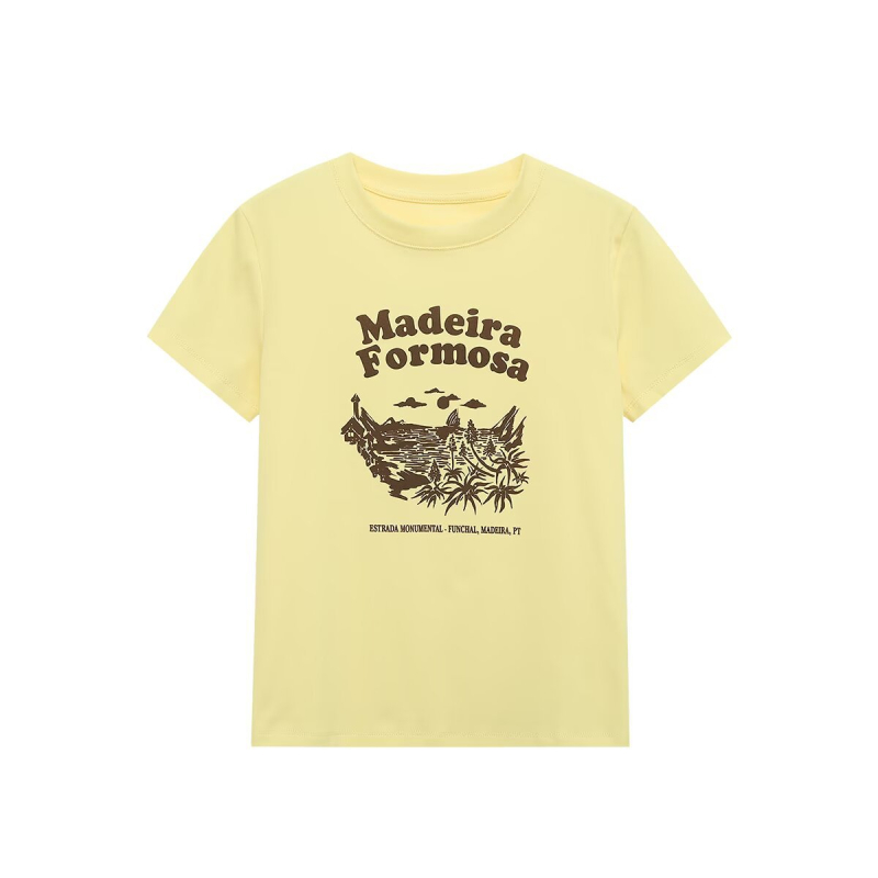 Pb&za tricou damă din poliester imprimat, guler rotund, mâneci scurte