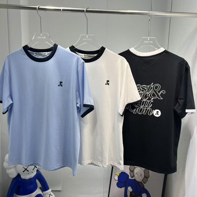 Tricou din bumbac cu guler rotund, mâneci regulate, croială lejeră, 95%+ bumbac, Vară 2025