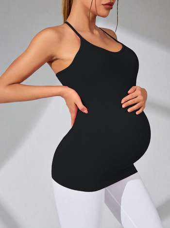 Grūtniecības jogas tops - bezšuvju adījums, viegls, ātri žūst, bez piedurknēm, 90% neilons / 10% spandekss