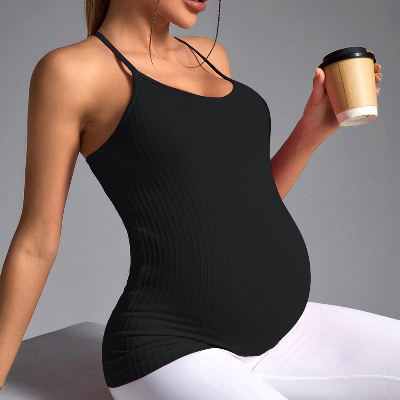 Grūtniecības jogas tops - bezšuvju adījums, viegls, ātri žūst, bez piedurknēm, 90% neilons / 10% spandekss