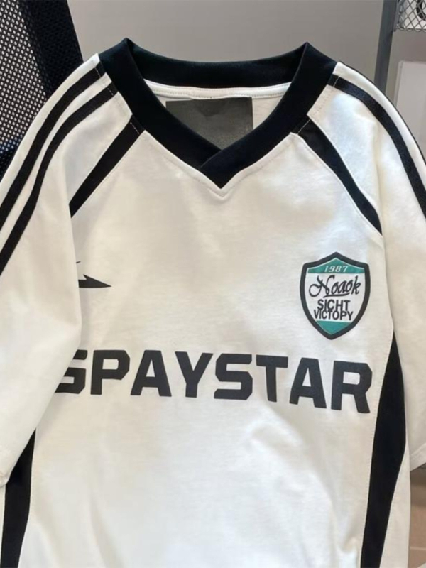 Tricou cu mâneci scurte – poliester, model cu dungi, guler rotund, croială lejeră