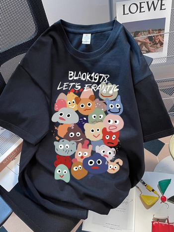 Unisex pamukasta majica s printom karikature, kratki rukavi, okrugli izrez, širok kroj