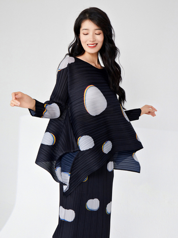 Majica s kružnim uzorkom, duge rukave, širokog kroja