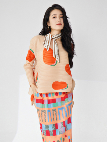 Majica s kružnim uzorkom, duge rukave, širokog kroja