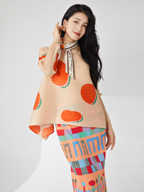 Majica s kružnim uzorkom, duge rukave, širokog kroja