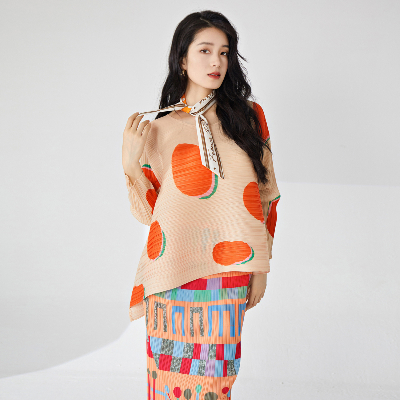 Majica s kružnim uzorkom, duge rukave, širokog kroja