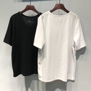 Ženski pamuk T-shirt s kristalima, jednobojna, okrugli vrat, kratki rukavi, srednja duljina 50–65 cm, korejski ležerni stil