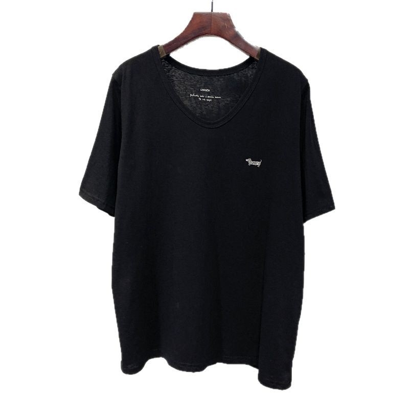 Ženski pamuk T-shirt s kristalima, jednobojna, okrugli vrat, kratki rukavi, srednja duljina 50–65 cm, korejski ležerni stil