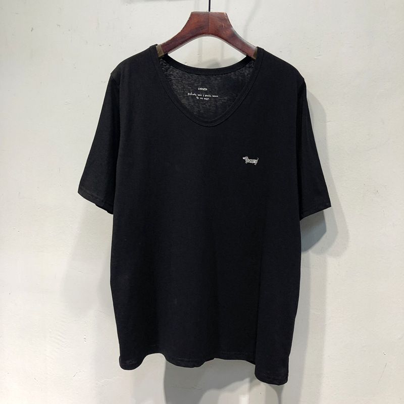 Ženski pamuk T-shirt s kristalima, jednobojna, okrugli vrat, kratki rukavi, srednja duljina 50–65 cm, korejski ležerni stil