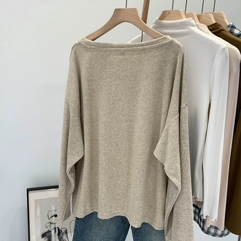 Ženski dugi rukav T-shirt od chenille s 90-95% spandexa, okrugli izrez, 3/4 rukavi, slobodan kroj