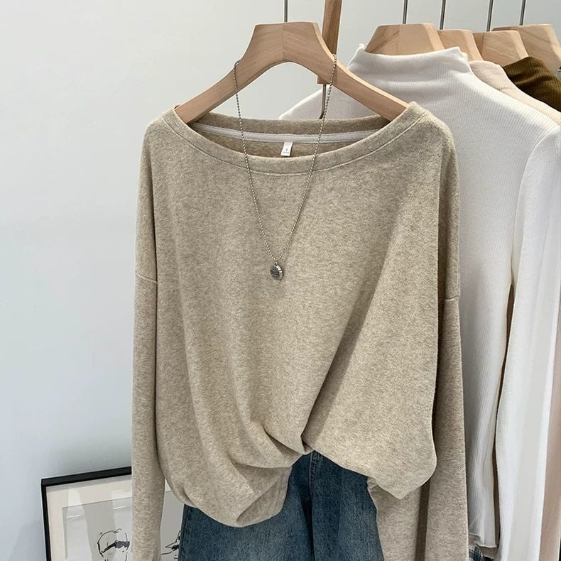 Ženski dugi rukav T-shirt od chenille s 90-95% spandexa, okrugli izrez, 3/4 rukavi, slobodan kroj