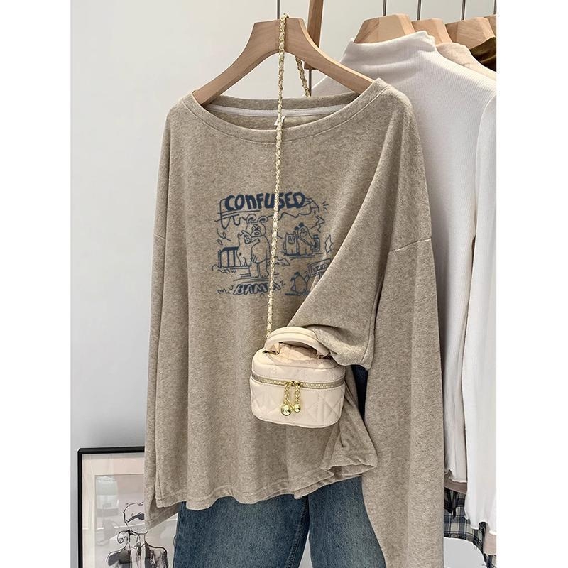Ženski dugi rukav T-shirt od chenille s 90-95% spandexa, okrugli izrez, 3/4 rukavi, slobodan kroj