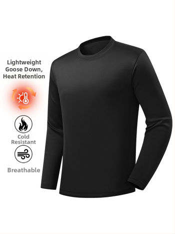 Zimné tričko s dlhými rukávmi s husacím páperím, voľný strih, kožušinový golier, polyester-spandex materiál, okrúhly výstrih, zima 2025