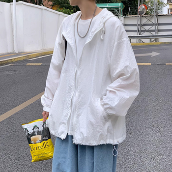 Εξωτερικό μπουφάν προστασίας από τον ήλιο με κουκούλα, λεπτό ύφασμα, χαλαρή εφαρμογή, πολυεστερική ανάμειξη, φερμουάρ