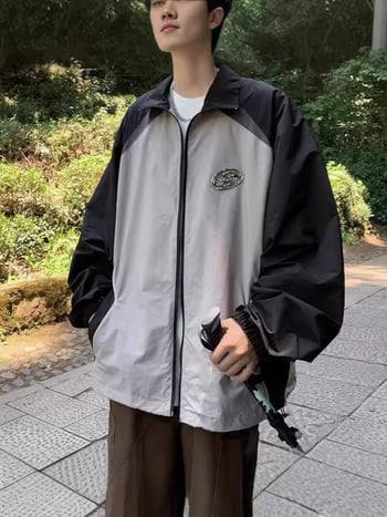 Αντηλιακή μπουφάν για άνδρες, καλοκαίρι, ελαφρύ, Ice Silk, χαλαρή γραμμή, με φερμουάρ, διαπνέοντας πολυεστέρας, κορεατικό στυλ