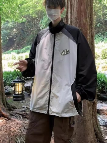 Αντηλιακή μπουφάν για άνδρες, καλοκαίρι, ελαφρύ, Ice Silk, χαλαρή γραμμή, με φερμουάρ, διαπνέοντας πολυεστέρας, κορεατικό στυλ