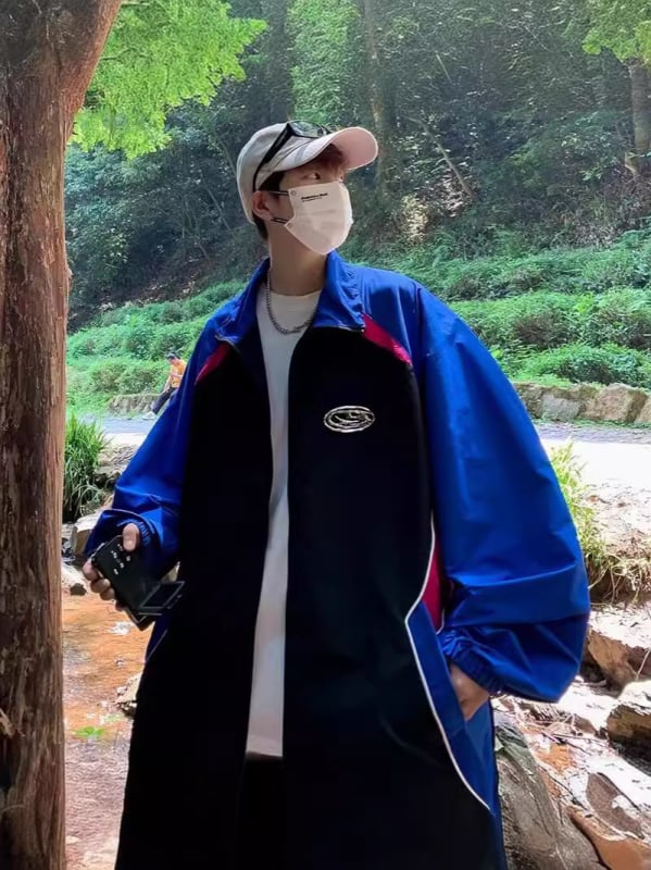 Αντηλιακή μπουφάν για άνδρες, καλοκαίρι, ελαφρύ, Ice Silk, χαλαρή γραμμή, με φερμουάρ, διαπνέοντας πολυεστέρας, κορεατικό στυλ