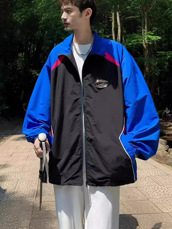 Αντηλιακή μπουφάν για άνδρες, καλοκαίρι, ελαφρύ, Ice Silk, χαλαρή γραμμή, με φερμουάρ, διαπνέοντας πολυεστέρας, κορεατικό στυλ