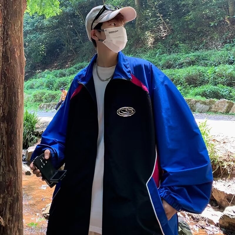 Αντηλιακή μπουφάν για άνδρες, καλοκαίρι, ελαφρύ, Ice Silk, χαλαρή γραμμή, με φερμουάρ, διαπνέοντας πολυεστέρας, κορεατικό στυλ