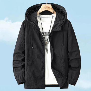 Παλτό με κουκούλα, χαλαρή γραμμή, φερμουάρ, πολυεστέρας, καλοκαίρι