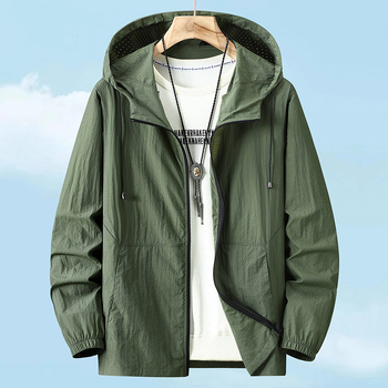 Παλτό με κουκούλα, χαλαρή γραμμή, φερμουάρ, πολυεστέρας, καλοκαίρι