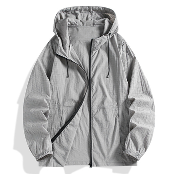 Παλτό με κουκούλα, χαλαρή γραμμή, φερμουάρ, πολυεστέρας, καλοκαίρι