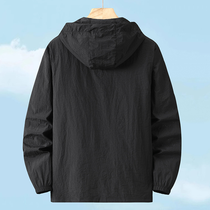 Παλτό με κουκούλα, χαλαρή γραμμή, φερμουάρ, πολυεστέρας, καλοκαίρι