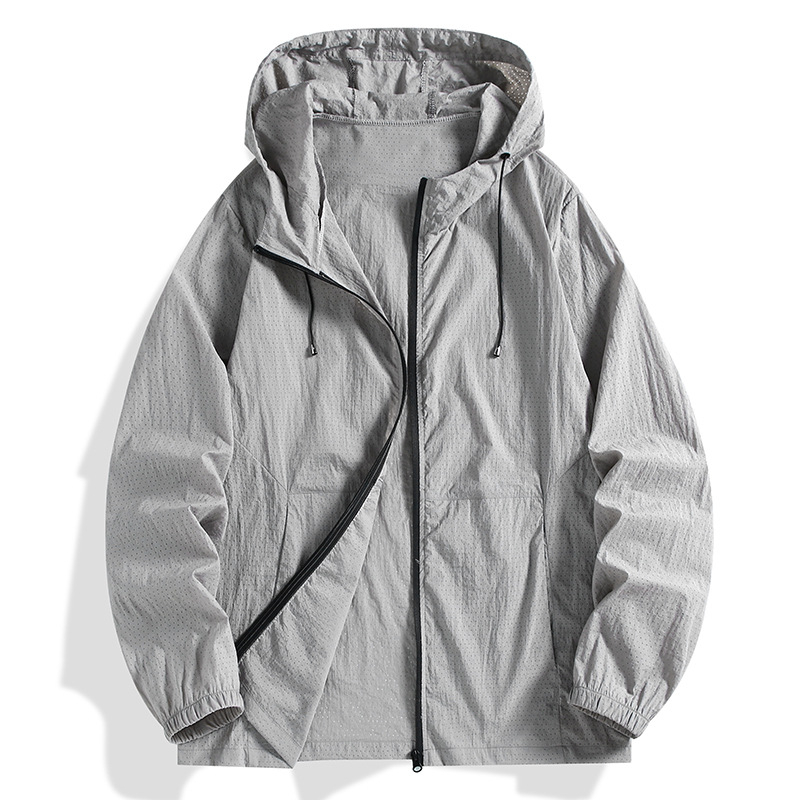 Παλτό με κουκούλα, χαλαρή γραμμή, φερμουάρ, πολυεστέρας, καλοκαίρι