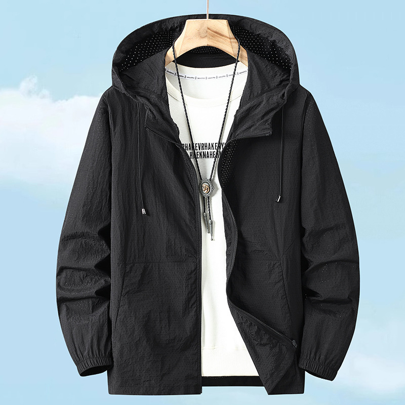 Παλτό με κουκούλα, χαλαρή γραμμή, φερμουάρ, πολυεστέρας, καλοκαίρι