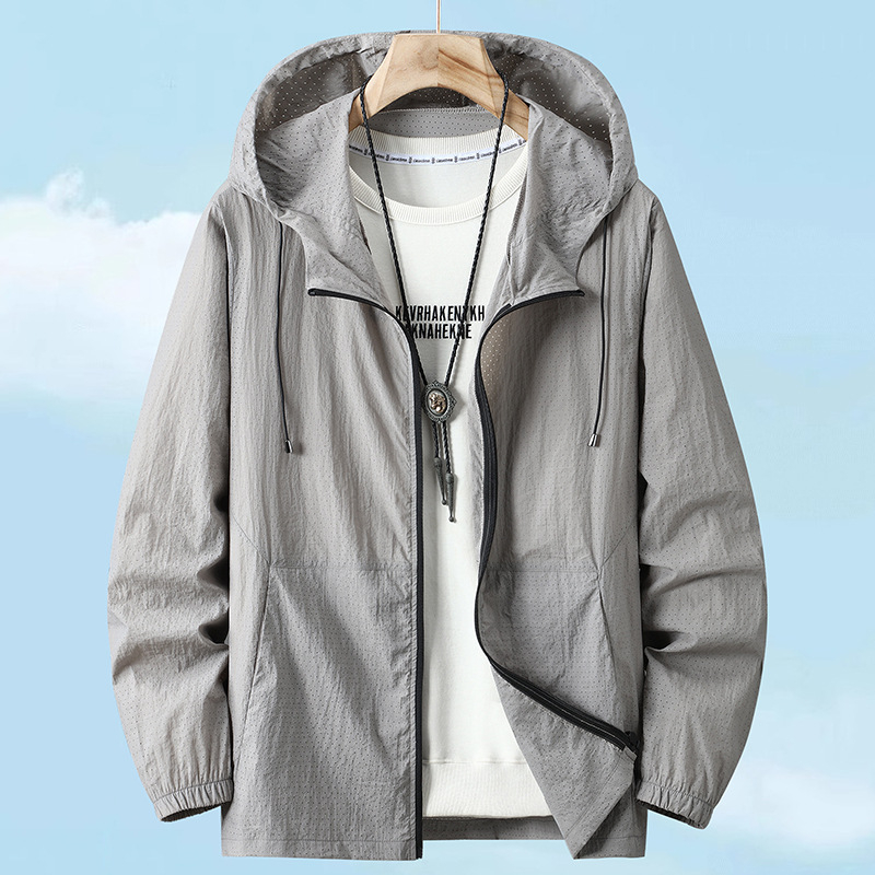 Παλτό με κουκούλα, χαλαρή γραμμή, φερμουάρ, πολυεστέρας, καλοκαίρι