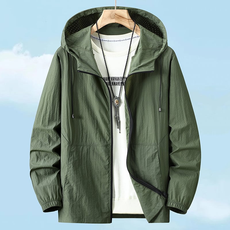 Παλτό με κουκούλα, χαλαρή γραμμή, φερμουάρ, πολυεστέρας, καλοκαίρι