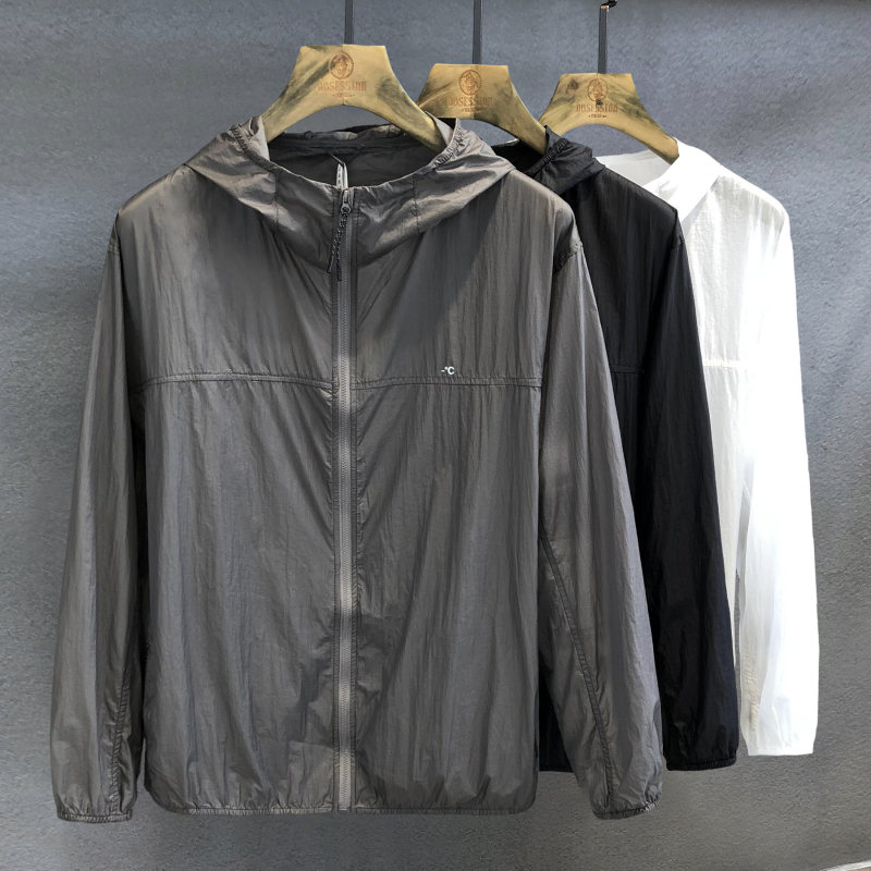 Cămașă cu protecție solară, glugă, UPF50+, material ușor din nylon, croială lejeră