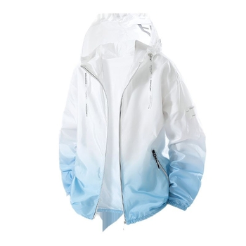 Geacă cu glugă Ice Silk pentru adolescenți, ușoară, vară, pentru exterior, cu protecție UV 50+, design gradient, fermoar și buzunare laterale