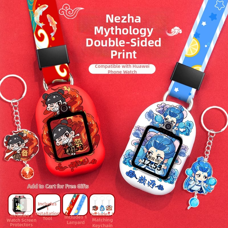 Nákrčníkový obal pre Huawei Kids Watch – kompatibilný s 5/5 Pro, 4 Pro/4X/3 Pro Super Version a 5X; silikónový pás; prispôsobiteľné veľkosti rozhrania; módny štýl; zapínanie s jednou slučkou (bez pracky)