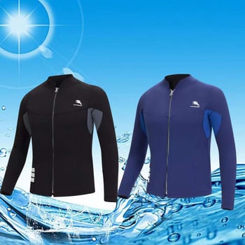 Top de wetsuit pentru bărbați, două părți – mâneci lungi, cald, amestec de fibre chimice, potrivit pentru scufundări, snorkeling și înot