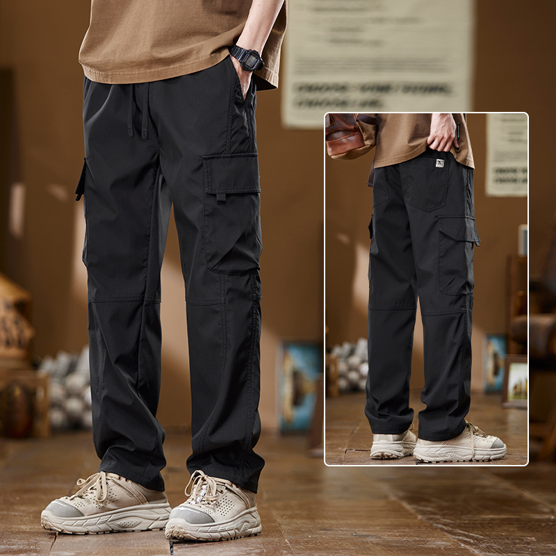 Pantaloni de lucru bărbați cu căptușeală fleece, croială lejeră, dreaptă, talie medie, cu curea, pantaloni sport casual