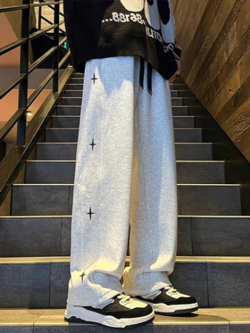 Muške sportske casual hlače – ravne nogavice, srednji pojas, kopča na vezanje, debeli materijal, mješavina poliestera