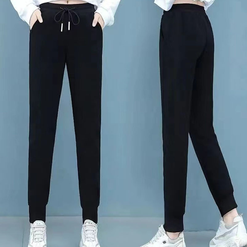 Pantaloni sport masculini cu fleece, croială lejeră, talie înaltă, 100% bumbac