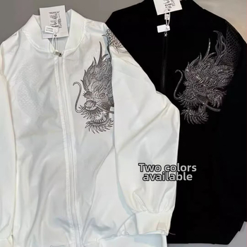 Jakna s diamantovým ozdobením a UV ochranou pre mužov, leto, bez kapucne, normálna hrúbka, zips, polyester (Normálna hrúbka; Bez kapucne; Zips; Leto; Polyester)